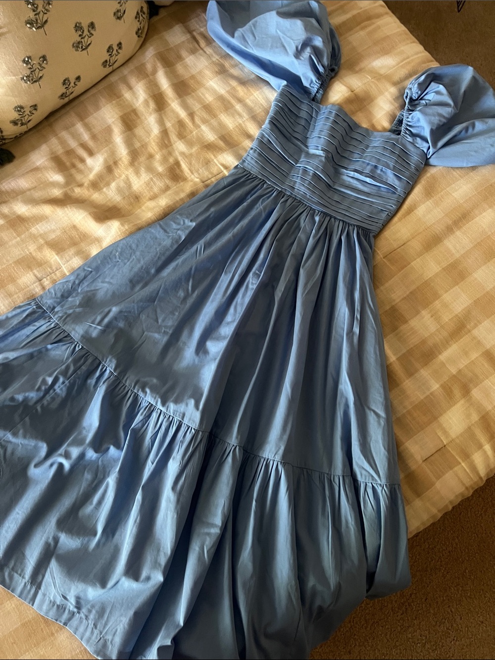 Abercrombie and Fitch Square Neck Puff Sleeve Midi Dress